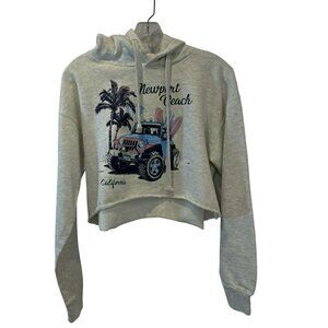 Karen Stewart By AMS Women's Cropped Long Sleeve Hooded Sweatshirt Size Large